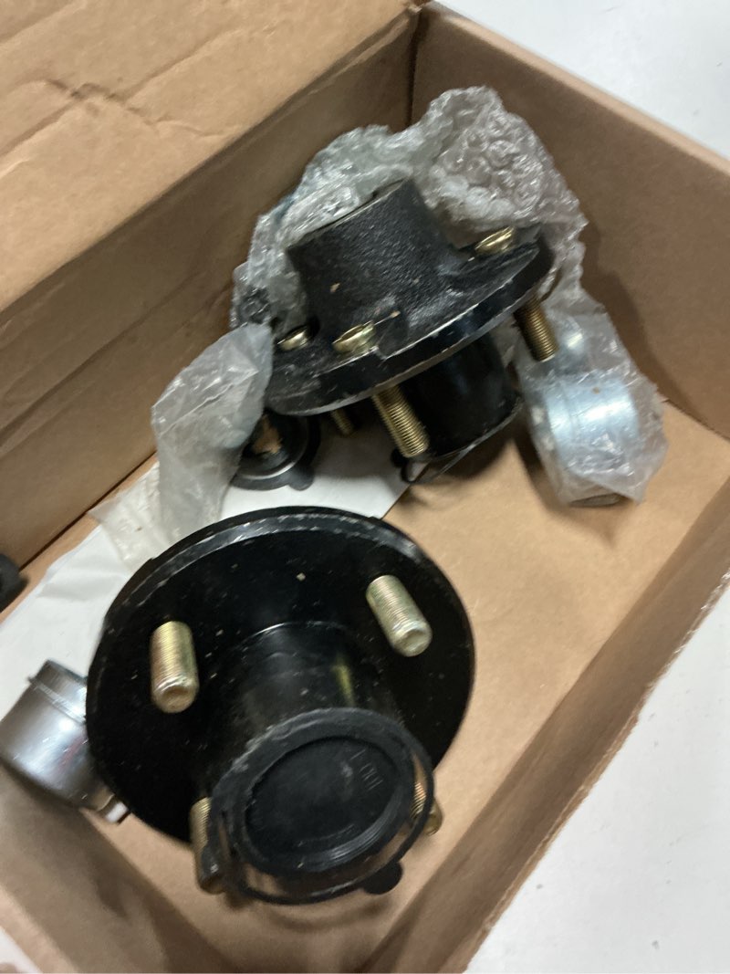 Condition photo showing As Is for 2 sets 2000lbs 4 lug trailer hub assembly, 4 bolt 4" trailer axle kit pre assembled for rv, utility & boat trailers, fits 1" and 1-1/16" trailer straight spindles 2000lbs-4*4in pre lubed pre assembled