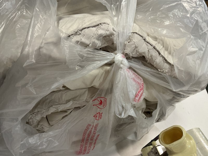 Condition photo showing As Is for Litanika King Size Comforter Set Beige, 3 Pieces Cream Tufted Boho Farmhouse Bedding Comforter Sets, Lightweight Fluffy Comforter Bed Set for All Season (104x90In Comforter and 2 Pillowcases) King (104"x90") 01-beige