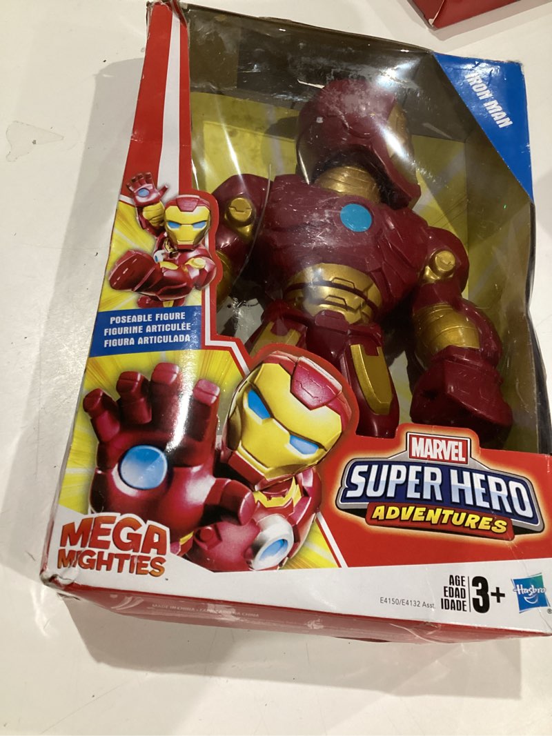 Condition photo showing As Is for playskool heroes marvel super hero adventures mega mighties iron man collectible 10-inch action figure, toys for kids ages 3 and up, brown