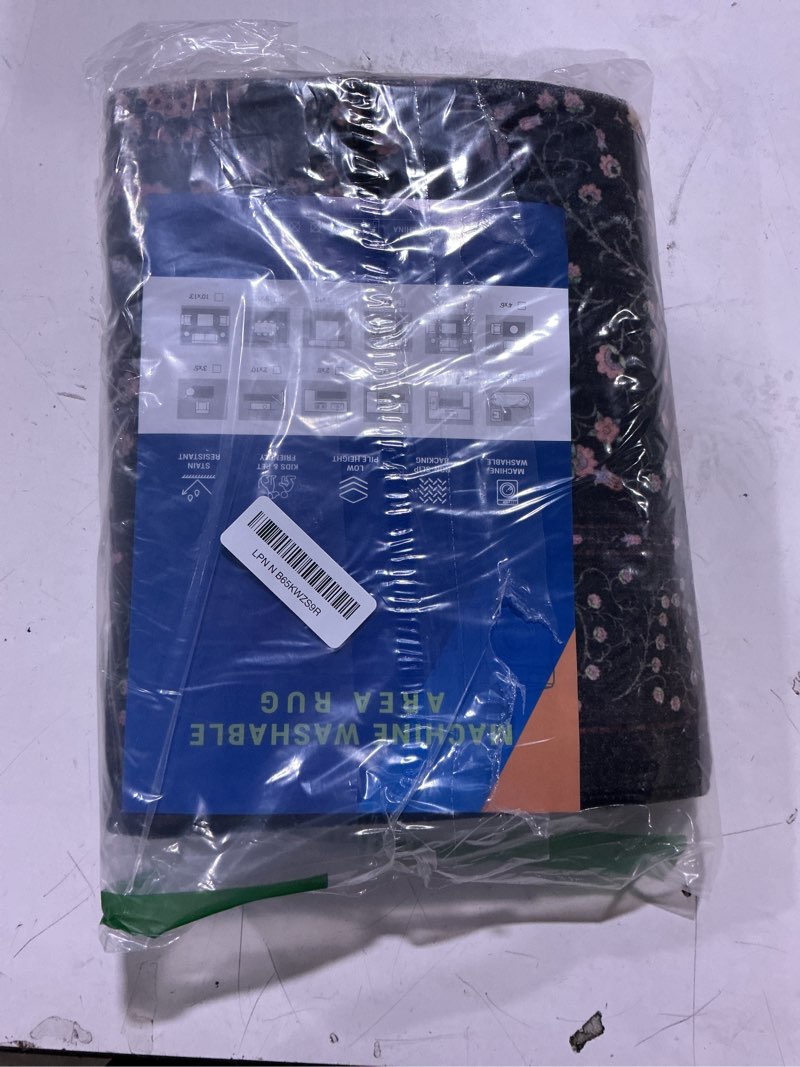 Condition photo showing Good Condition for GarveeHome Boho 2x6 Runner Rug for Hallways Non Slip, Vintage Botanical Kitchen Rugs Washable Area Rug for Entryway Stain Resistant, Low Pile Soft Runner Black Carpet for Bedroom Floor Laundry Room Black 2' x 6' (Rectangular)