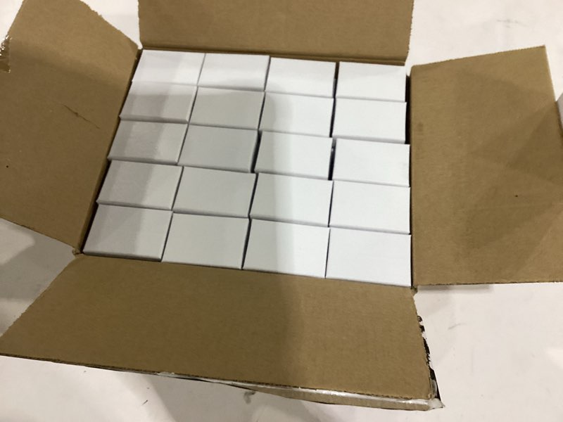 Condition photo showing Good Condition for thedisplayguys 100 cardboard jewelry gift boxes with inserts - white swirl | size #10 - 1.9" x 1.3" x 0.7", lids, cotton filled padding, kraft paper, bulk pack case, for shipping, organizers, storage