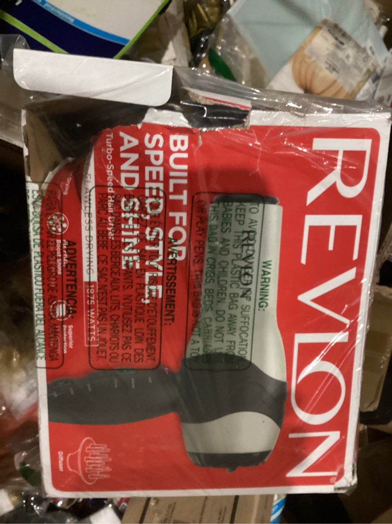 Condition photo showing New/Like New for REVLON Turbo Hair Dryer with Advanced Ionic Technology, Ceramic Coating | Turbo Heat and Cold Shot Features, 1875 Watts for Fast Drying and Shine (Silver)