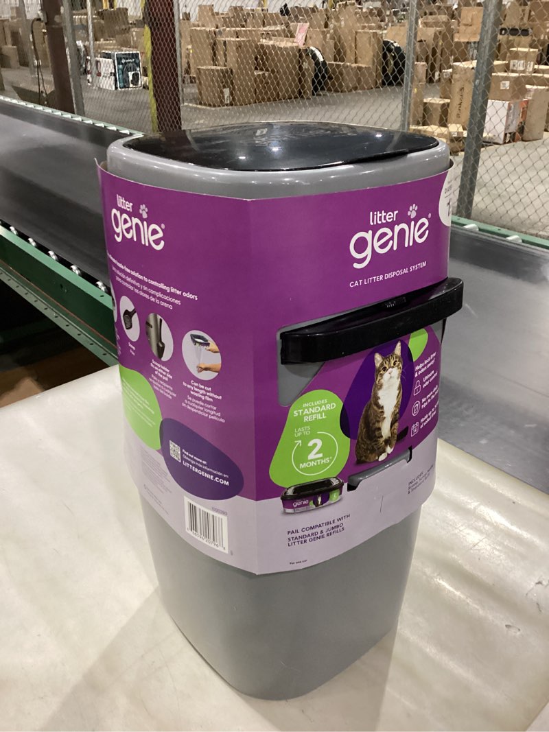 Condition photo showing New/Like New for Litter Genie Standard Pail (Silver) | Cat Litter Box Waste Disposal System for Odor Control | Includes 1 Square Refill Bag
