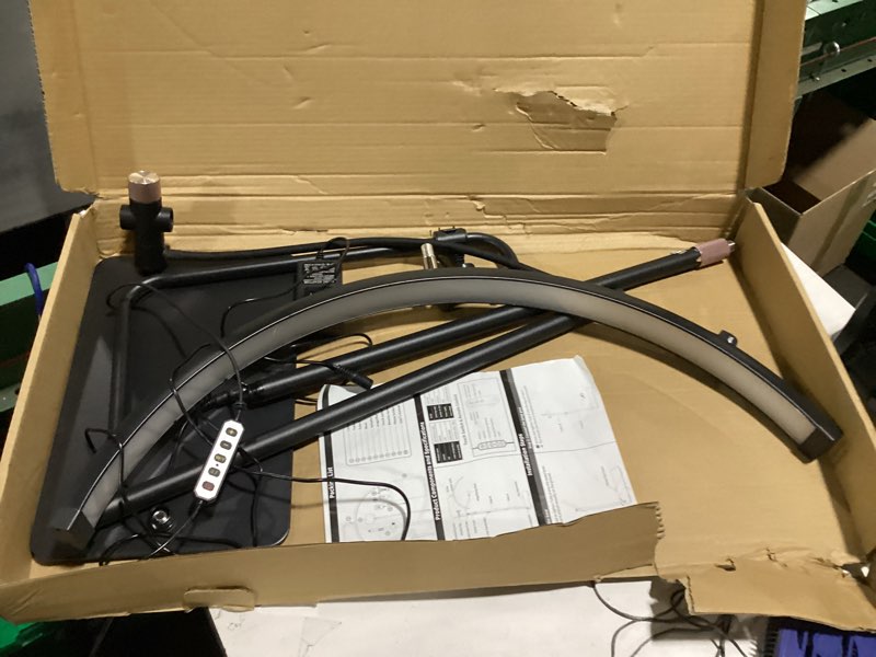 Condition photo showing Good Condition for **magnifying glass missing**aurelle 28\" half moon lash light - lash lamp with 4x magnifier & phone holder,esthetician light for eyelash extensions,nail art,tattoo,skincare,salon,adjustable brightness,rotating head,black 28 inch-black
