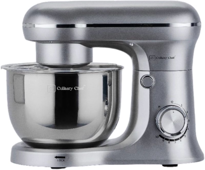 CULINARY CHEF 4.5L Retro Stand Mixer (Silver), 4.75 quart