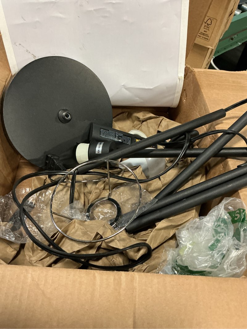 Condition photo showing As Is for iron + linen cordless table lamp