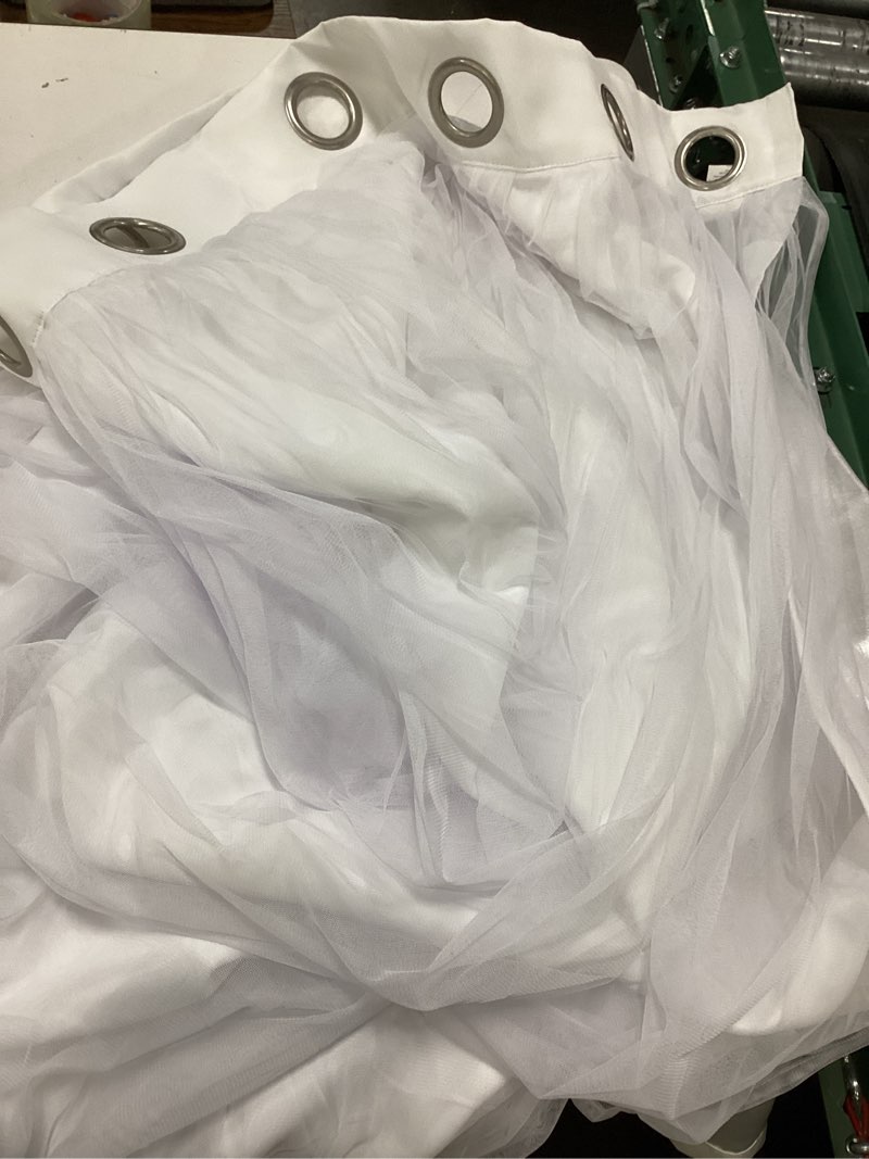 Condition photo showing Good Condition for town & country luxe talia double layer indoor curtains, sheer and room darkening blackout, grommet top, energy efficien one, 52\\\"x84\\\", winter white winter white 52\\\"w x 84\\\"l (1 und)