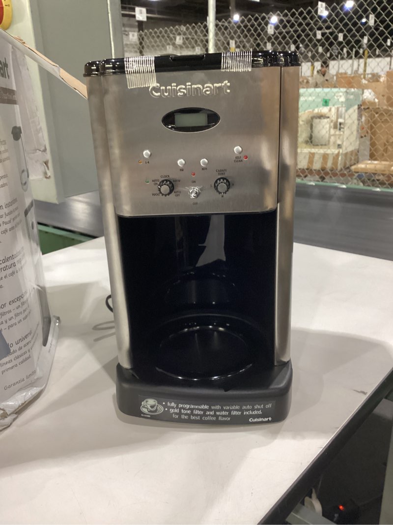 Condition photo showing As Is for USED BASE CRACKED NO COFFEE POT Cuisinart DCC-1200P1 Brew Central 12-Cup Programmable Coffeemaker Coffee Maker, Carafe, Brushed Chrome