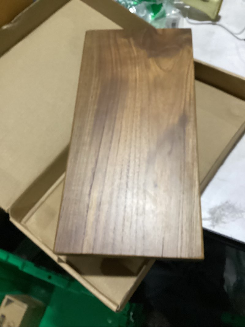 Condition photo showing New/Like New for teak wood decorative small tray, bathroom wood riser for decor, kitchen counter wooden pedestal stand, tray for vanity, sink & soap (1, teak wood, 12.6" x 6.1" x 1")