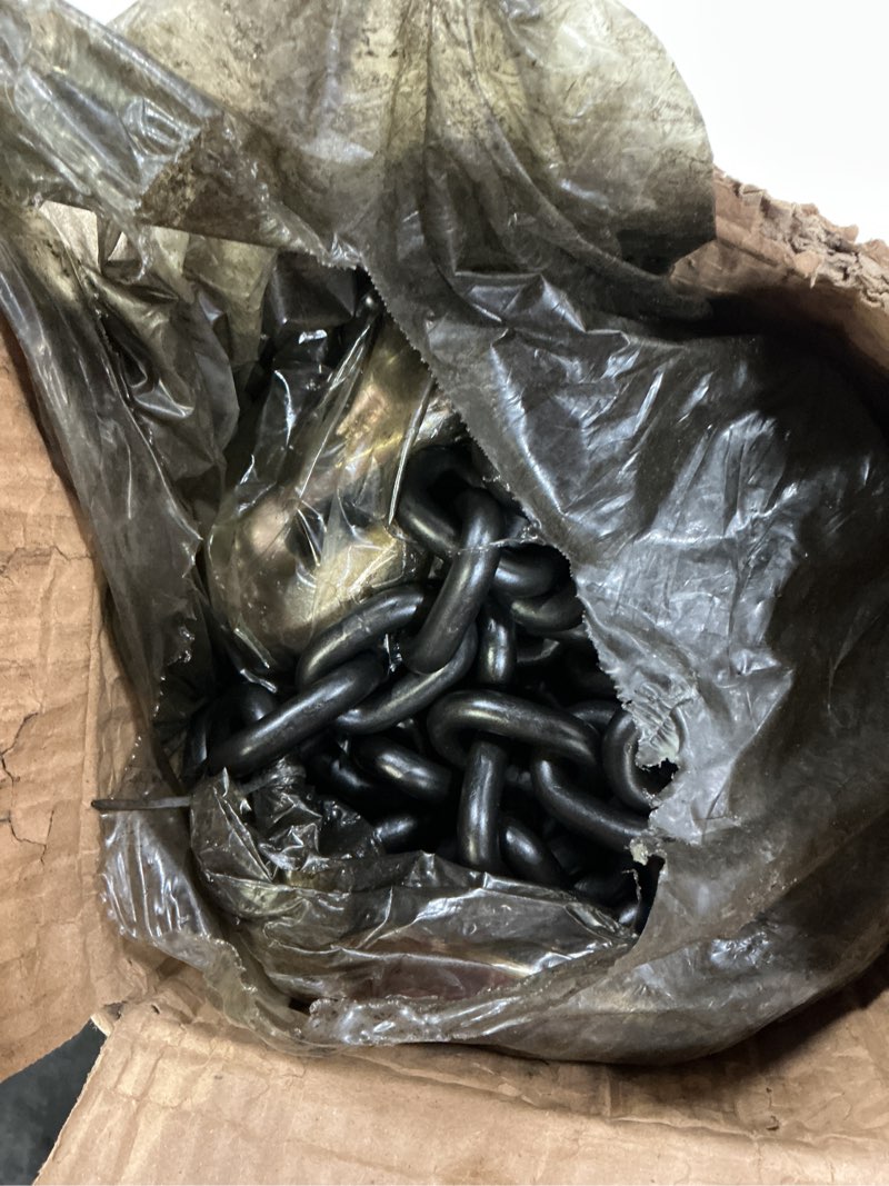 Condition photo showing As Is for yatointo grade 80 log chain 5/16'' x 14 feet with grab and slip hooks | trailer safety chain wll 4,900 lbs for pulling & towing 5/16'' x 14ft