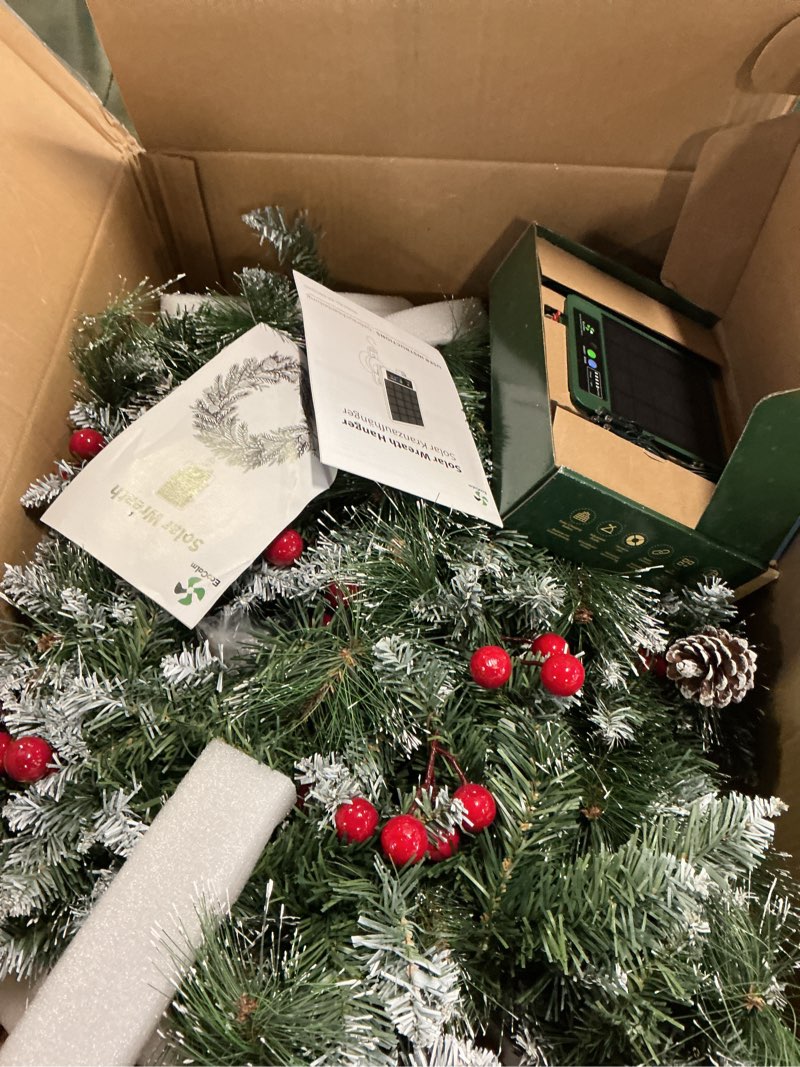 Condition photo showing New/Like New for Solar Wreath 48 inch, Outdoor Christmas Wreaths Large with 250 LEDs & 8 Lighting Modes, Lighted Holiday Decorations for Outside 48in