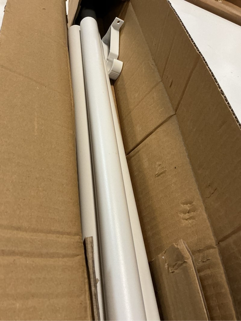 Condition photo showing Good Condition for tension curtain rod 51-146 inch(4.25-12.16ft), long outdoor curtain rod for patio window gazebo, no-drill dual-end adjustable spring shower rod, easy to install never rust, rod diameter 1.26in white white 51"-146"