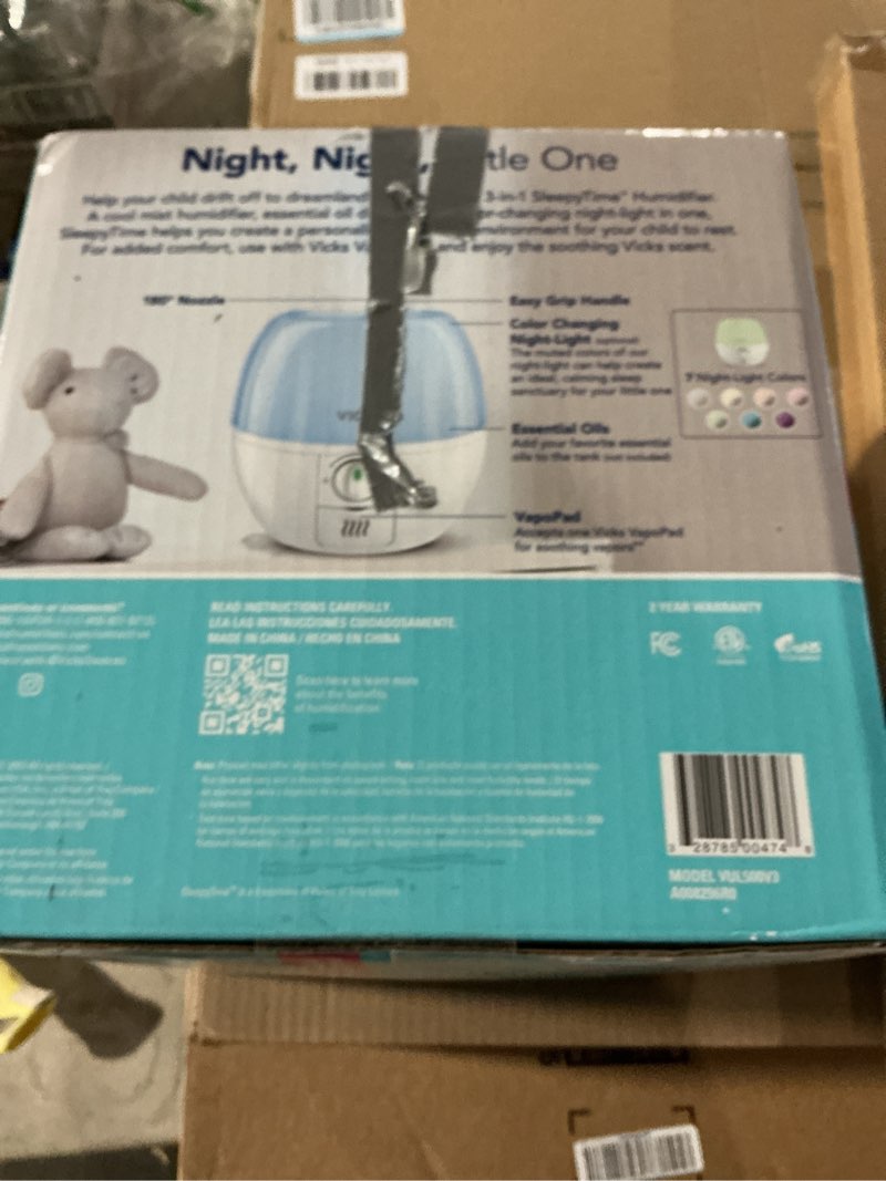 Condition photo showing Good Condition for Vicks Cool Mist 3-in-1 SleepyTime Humidifier for Baby & Kids with Color Changing Night Light and Essential Oil Diffuser