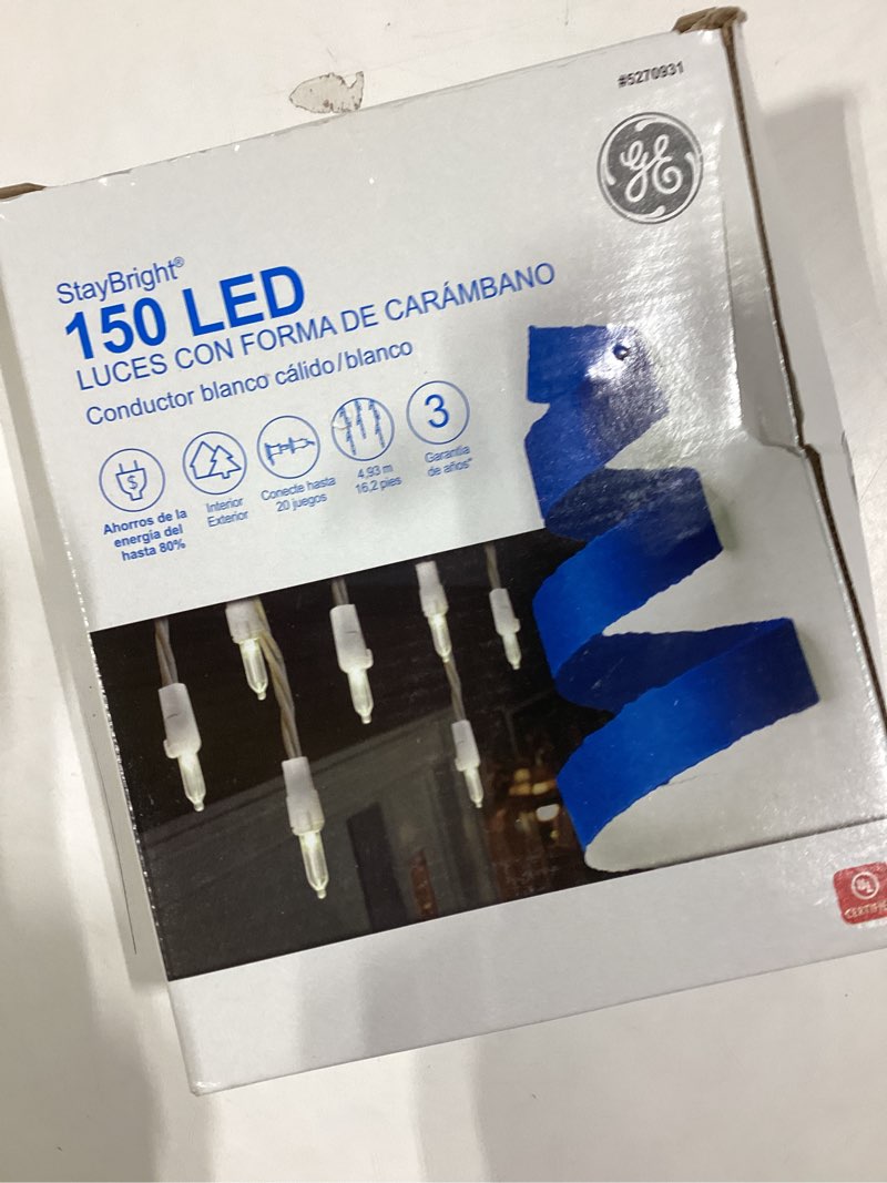Condition photo showing As Is for GE StayBright® LED Icicle-Style Lights, 150ct (Warm White)