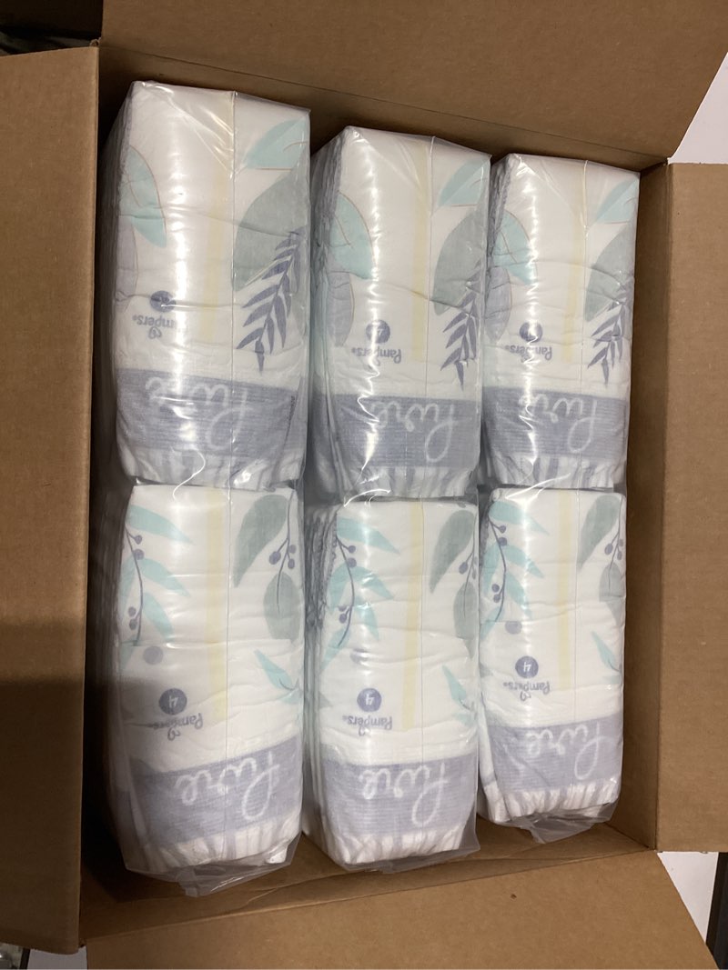 Condition photo showing Good Condition for Pampers Pure Protection Baby Diapers, Size 4, 150 Count, Up to 100% Leakproof, Premium Plant-based Skin Protection, Hypoallergenic Soft Diapers Size 4 150
