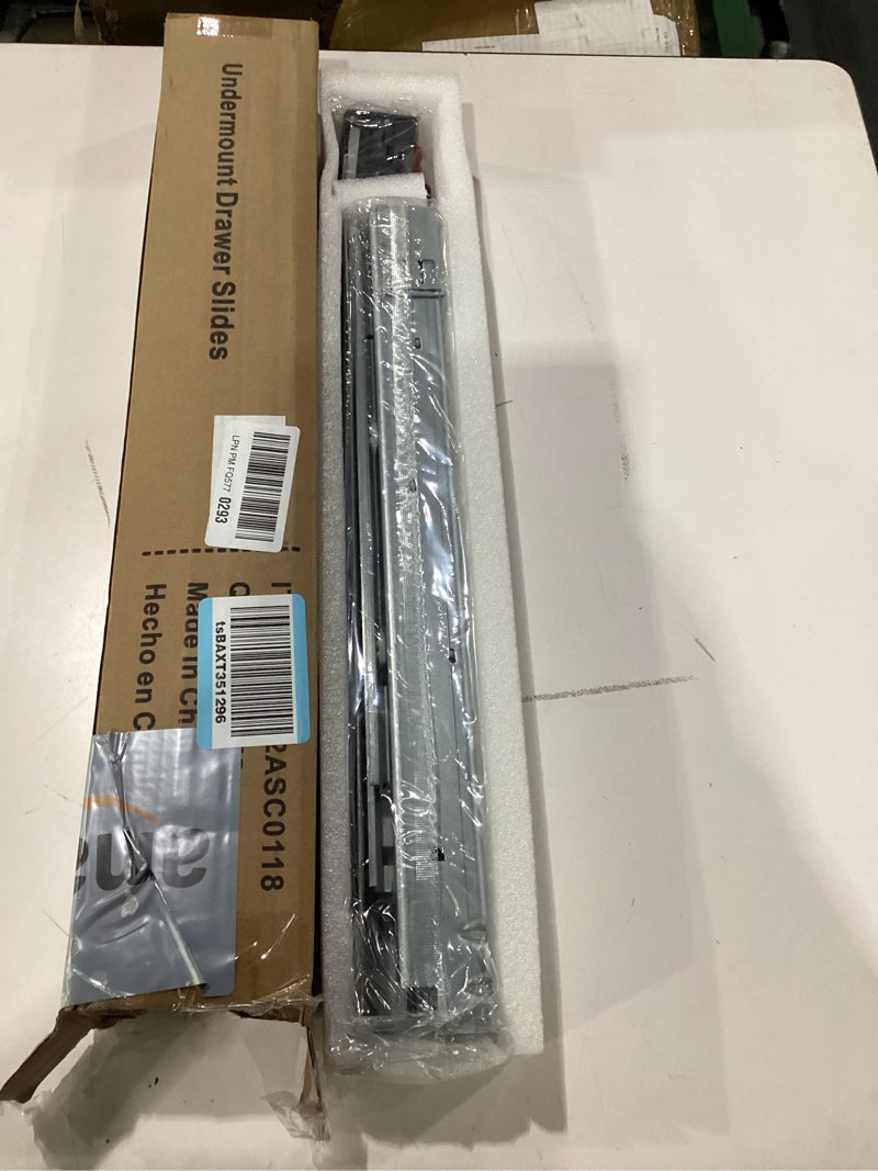 Condition photo showing Good Condition for full extension undermount drawer slides 18 inch (1 pair), soft close concealed drawer runners, come with mounting screws and brackets 18 inch 1