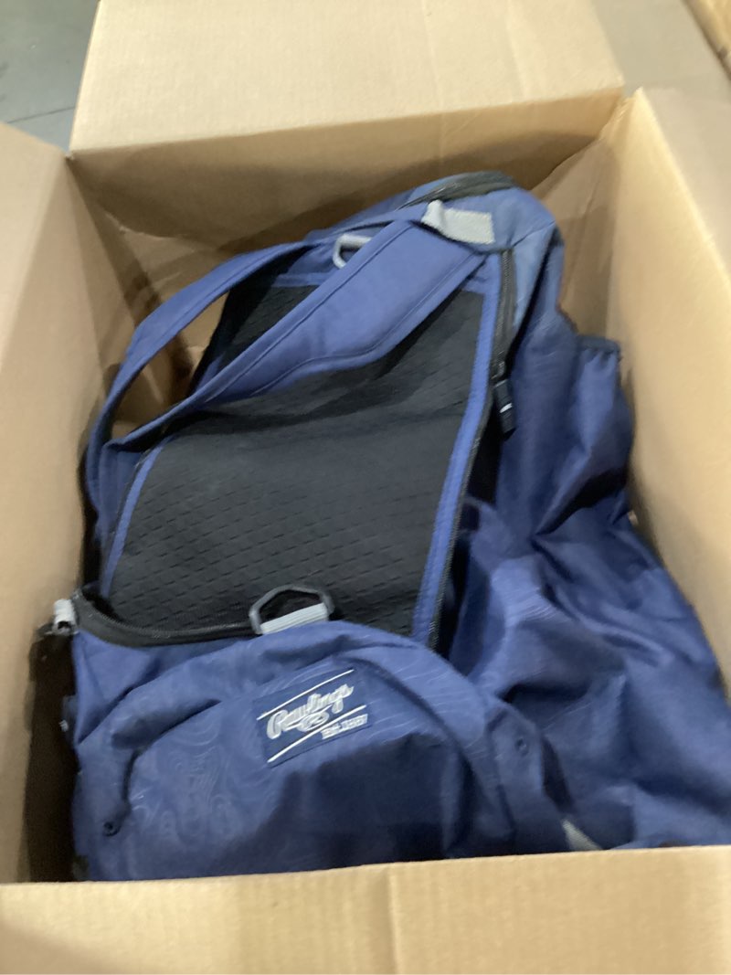 Condition photo showing As Is for rawlings | mach hybrid backpack/duffle equipment bag | baseball & softball | multiple colors navy