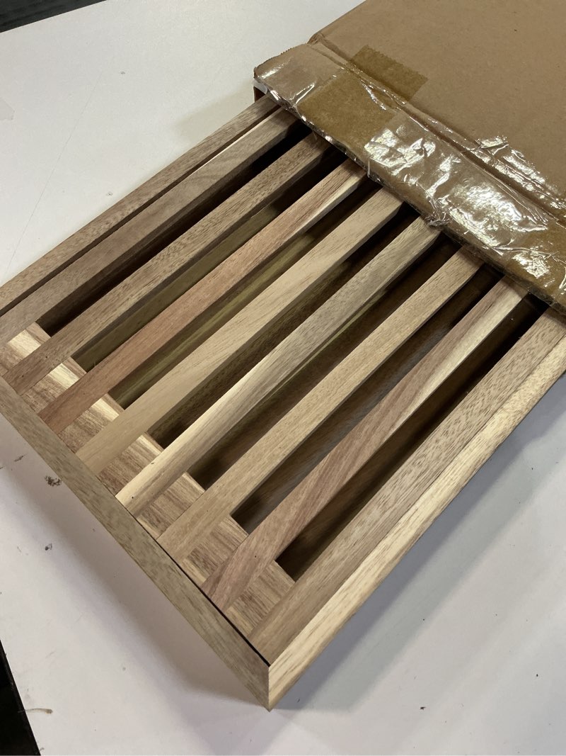 Condition photo showing Good Condition for Bread Cutting Board with Crumb Catcher Tray Wooden Holder Bread Tray for Serving Bread Slicers for Homemade Bread Cutting Boards for Kitchen with Holder