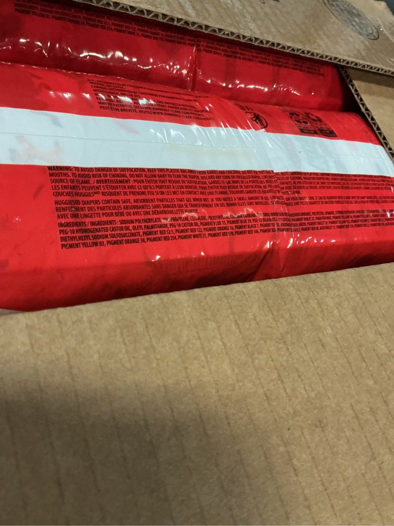 Condition photo showing New/Like New for huggies size 5 diapers, little movers baby diapers, size 5 (27+ lbs), 132 count (2 packs of 66), packaging may vary size 5 132