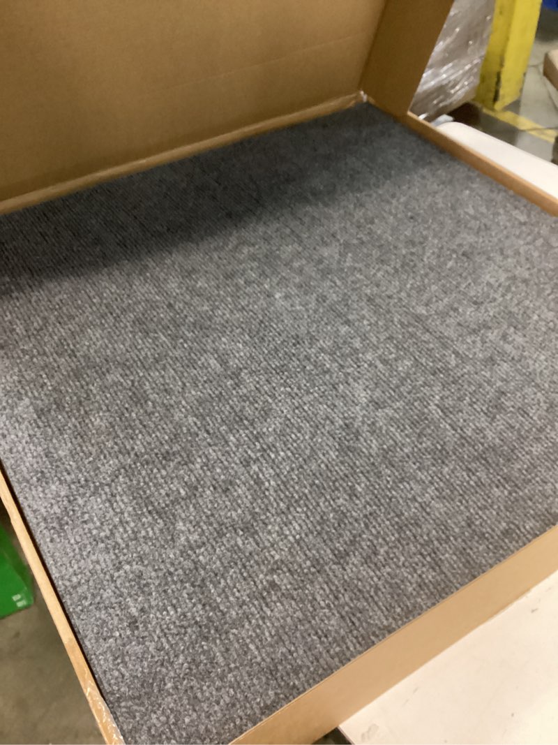 Condition photo showing Good Condition for Livelynine Gray Carpet Squares 24x24 16 Sheet Grey Carpet Tiles with Padding Attached Non Slip Rug Mat Rubber Square Flooring Tiles for Bedroom Kitchen Kids Office Commercial Tile Stair Remnants