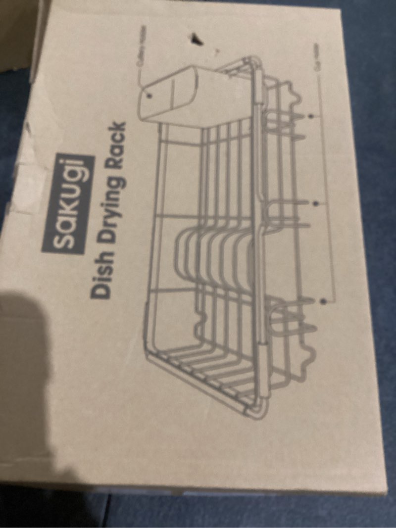 Condition photo showing Good Condition for Dish Drying Rack in Sink - Expandable Stainless Steel Dish Rack Over The Sink, Kitchen Sink Drain Strainer with Cutlery Holder & Cup Holders, 15.4 x 9.8 x 3.0 Inch, Black Black Standard - 15.4" × 9.8" × 3"