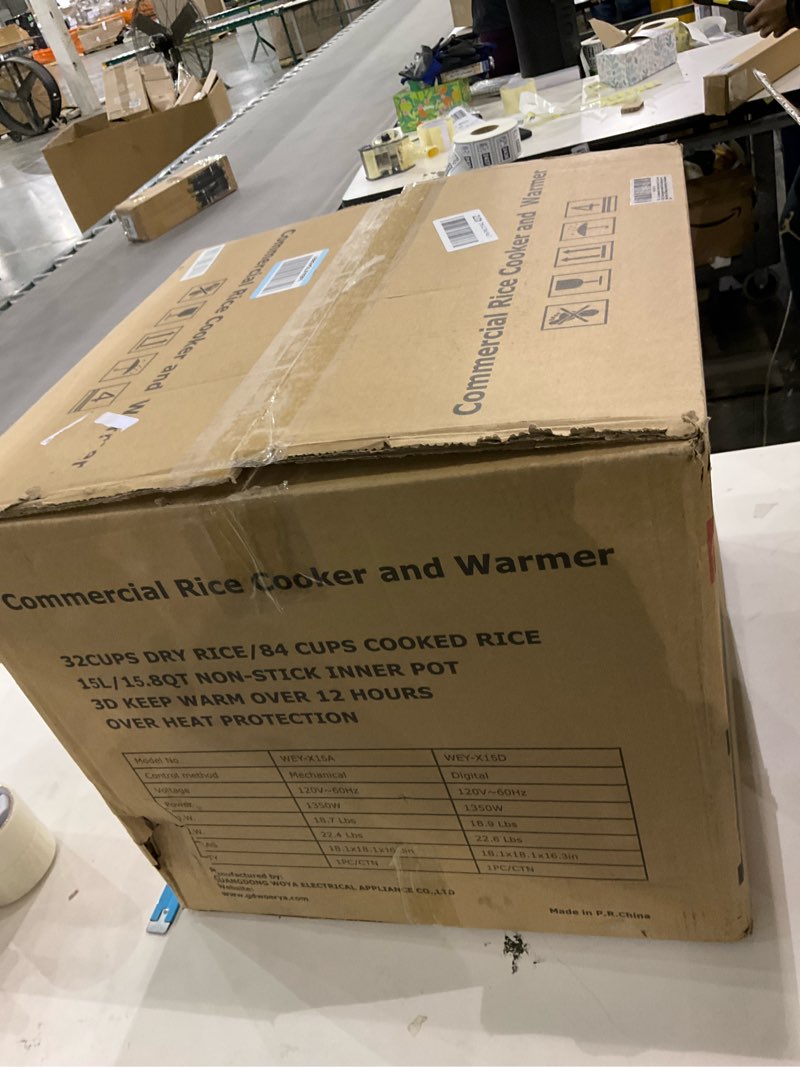 Condition photo showing As Is for 15L Commercial Rice Cooker & Warmer (84 Cup Cooked, 15.8 QT) Smart Large Rice cooker 6 Rice Cook Functions 24-Hr Delay Timer | LED Display | Auto Keep Warm | Non-Stick Inner Pot Silver & Black 84 CUPS COOKED RICE & RICE WARMER