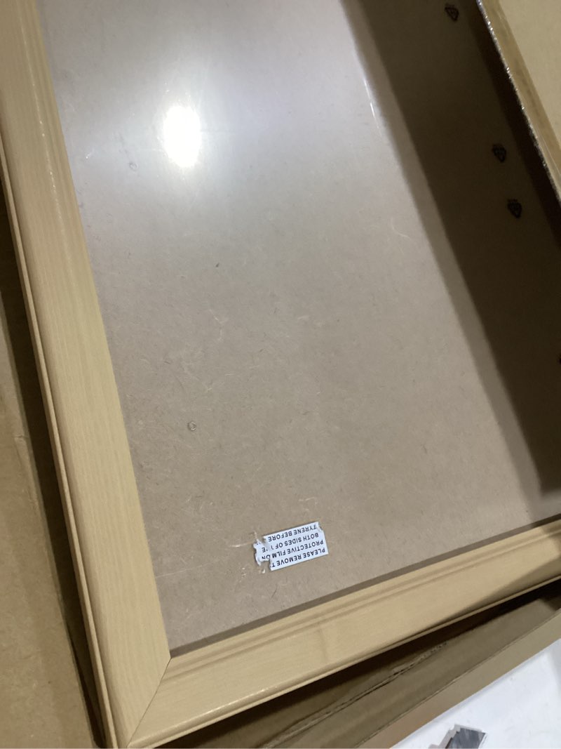 Condition photo showing Good Condition for 16x24 Wood Picture Frame, Rustic Natural 24x16in Woodgrain Frame, Modern Beige 16 x 24 inch Gallery Wall Photo Poster Frame with HD Plexiglass, Horizontal Vertical Wall Mounting Display 1pcs Woodgrain 16x24