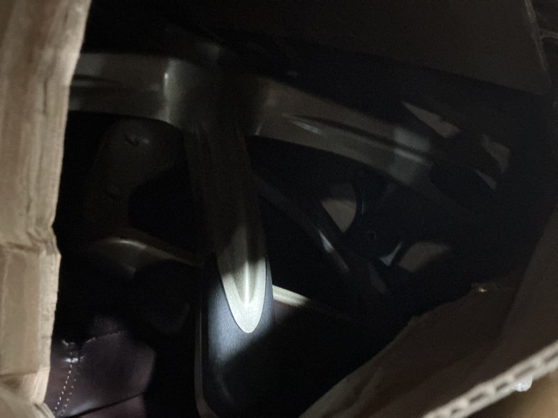 Condition photo showing As Is for Amazon Basics Executive High Back Office Desk Chair, Adjustable Height, Tilt, Swivel, One Size, Brown/Gold