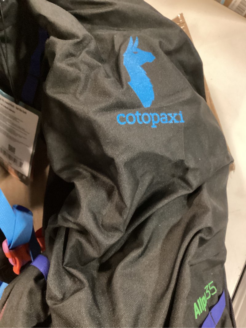 Condition photo showing As Is for cotopaxi allpa 35l travel pack del dia dark, random color, one of a kind, no bags are the same del día dark