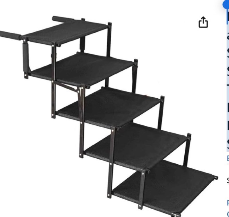 (similar to stock photo) dog stairs for cars and suv large dog steps, portable pet stairs for high beds, trucks, foldable lightweight 5 steps dog ramp with non-slip surface