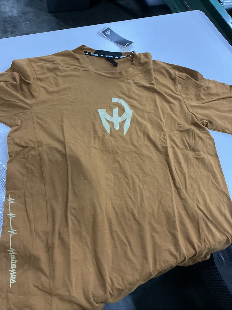 Condition photo showing New/Like New for ((Size L))Adidas Mens Mahomes Designed 4 Training T-Shirt, Bronze Strata