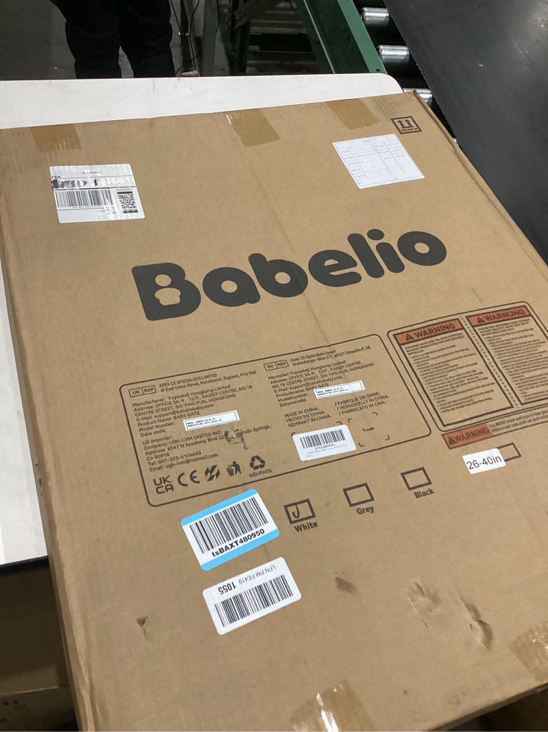 Condition photo showing New/Like New for Babelio Baby Gate for Doorways and Stairs, 26''-40'' Auto Close Dog/Puppy Gate, Easy Install, Pressure Mounted, No Drilling, fits for Narrow and Wide Doorways, Safety Gate w/Door for Child and Pets