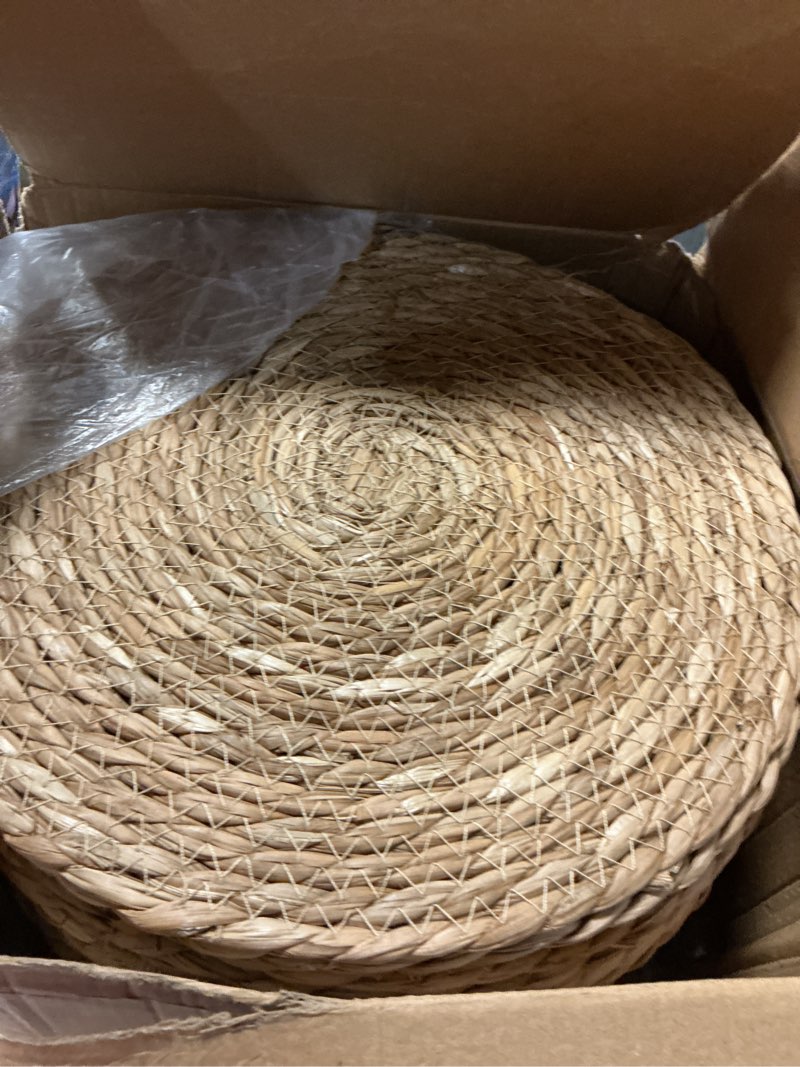 Condition photo showing Good Condition for kochorie set of 36 round woven placemats 12 inch bulrush placemats natural handwoven boho rattan wicker table mats for farmhouse & home dining 36 12 inch
