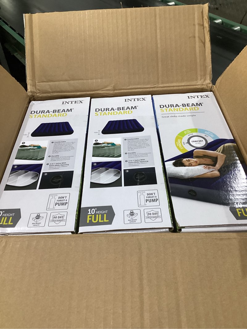 Condition photo showing As Is for Intex 64758E Dura-Beam Standard Downy Air Mattress: Fiber-Tech, Full Size, 10in Bed Height, 600lb Weight Capacity, Pump Sold Separately, 