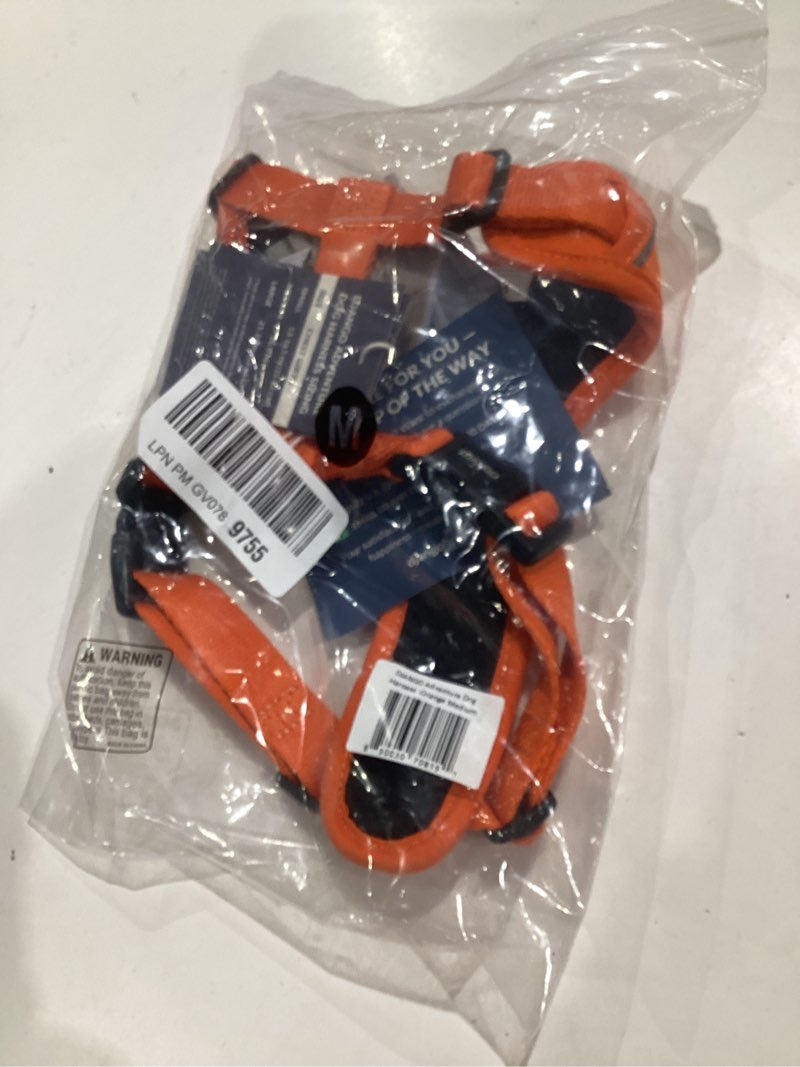 Condition photo showing Good Condition for django adventure dog harness - stylish, & durable medium dog harness for outdoor adventures and everyday wear - sunset orange neoprene adjustable harness for dogs with reflective piping & brass d-ring sunset orange medium