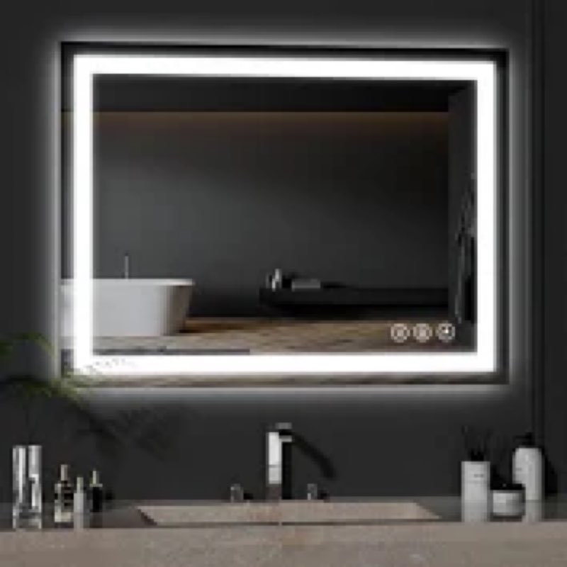 WISSMIELS 24X36 LED Bathroom Mirror with Lights, Anti-Fog, Backlit + Front Lit, Dimmable, Led Vanity