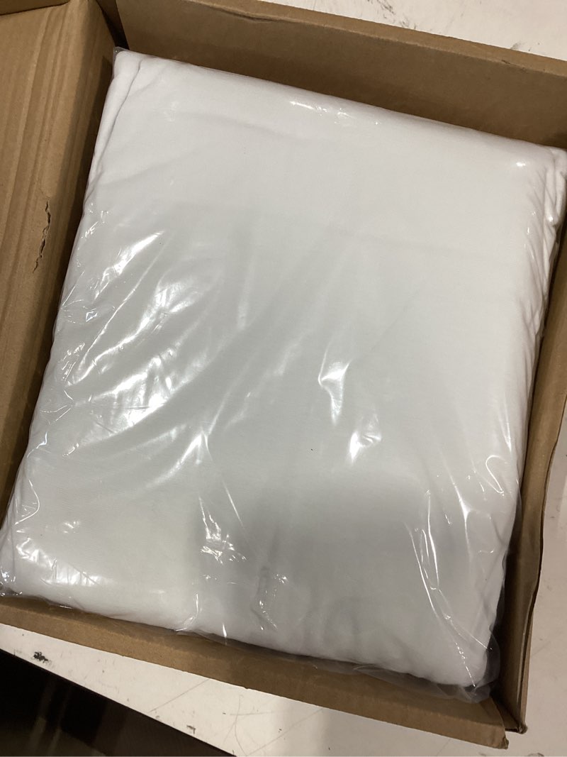 Condition photo showing As Is for amazon basics breathable, stretchy 100% cotton jersey 3-piece bed sheet set, includes flat and fitted sheets, pillowcase, twin, white twin white