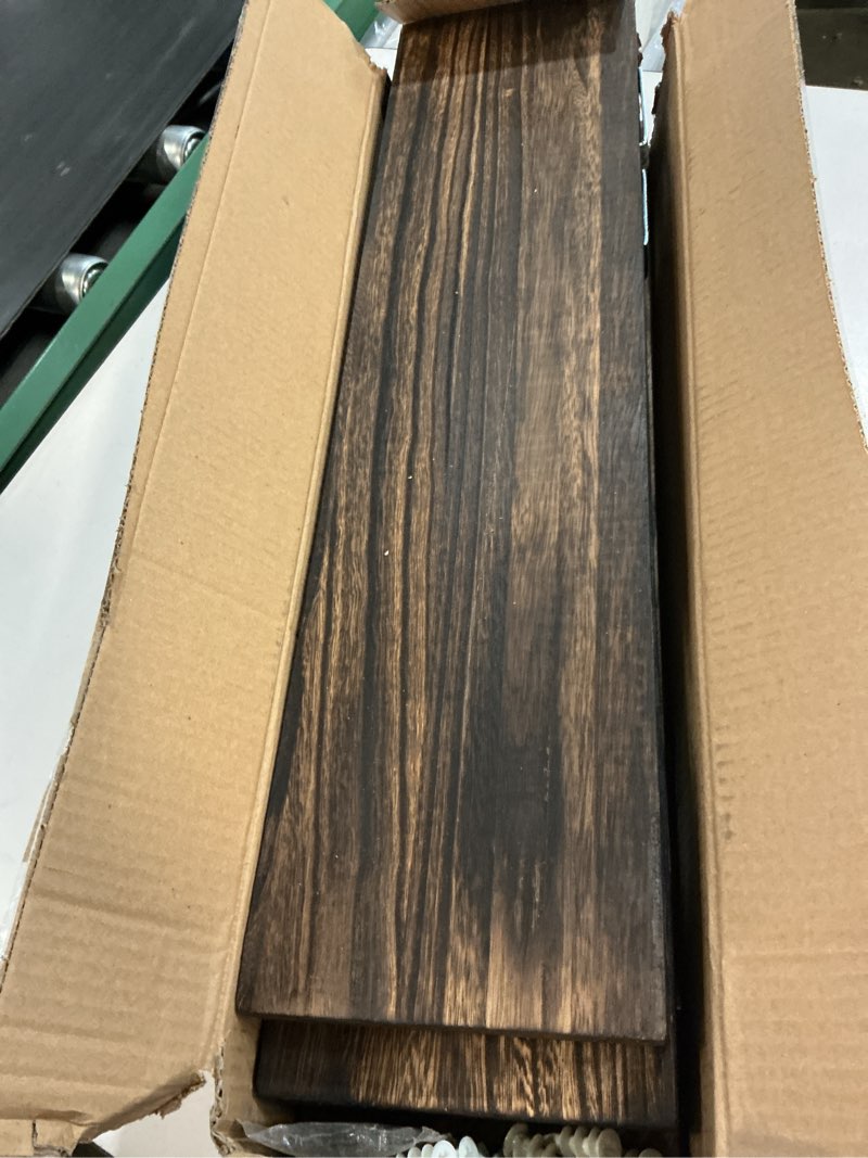 Condition photo showing Good Condition for wood floating shelves for wall decor, rustic wall shelves for bedroom bathroom kitchen living room, set of 4 walnut 24 inch 24inch walnut