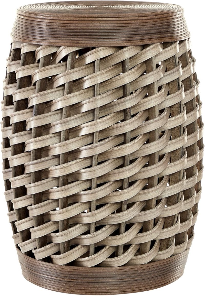 Deco 79 Eclectic Rattan Round Accent Table, Set of 1  14\"W, 19\"H, Brown