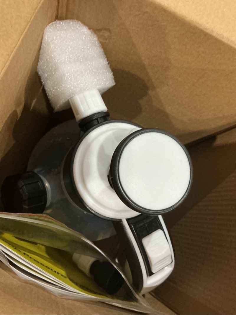 Condition photo showing As Is for 0.4 Gal Pump Sprayer, Hand Water Spray Bottle for Indoor Plant, Clear Plant Sprayer with Side Filling Port, Measuring Cup, Adjustable Nozzles, Safe Pressure Relief Valve