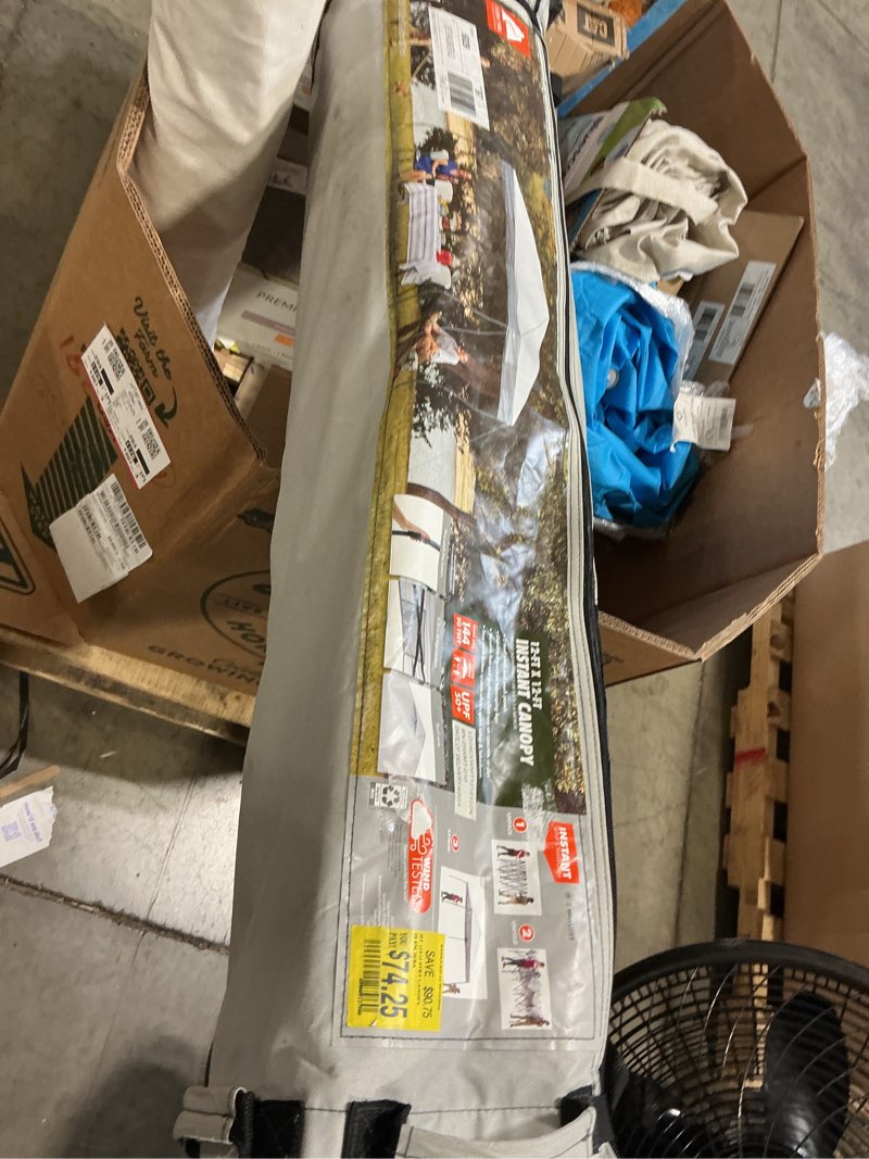 Condition photo showing As Is for ozark trail 12' x 12' instant straight leg canopy for camping - gray