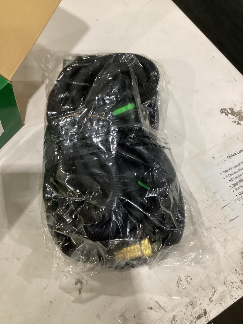 Condition photo showing New/Like New for flexi hose expandable garden hose with 8 function nozzle, 100ft - lightweight retractable garden hose, water hose - no-kink flexibility, 3/4 inch solid brass fittings and double latex core 100ft black