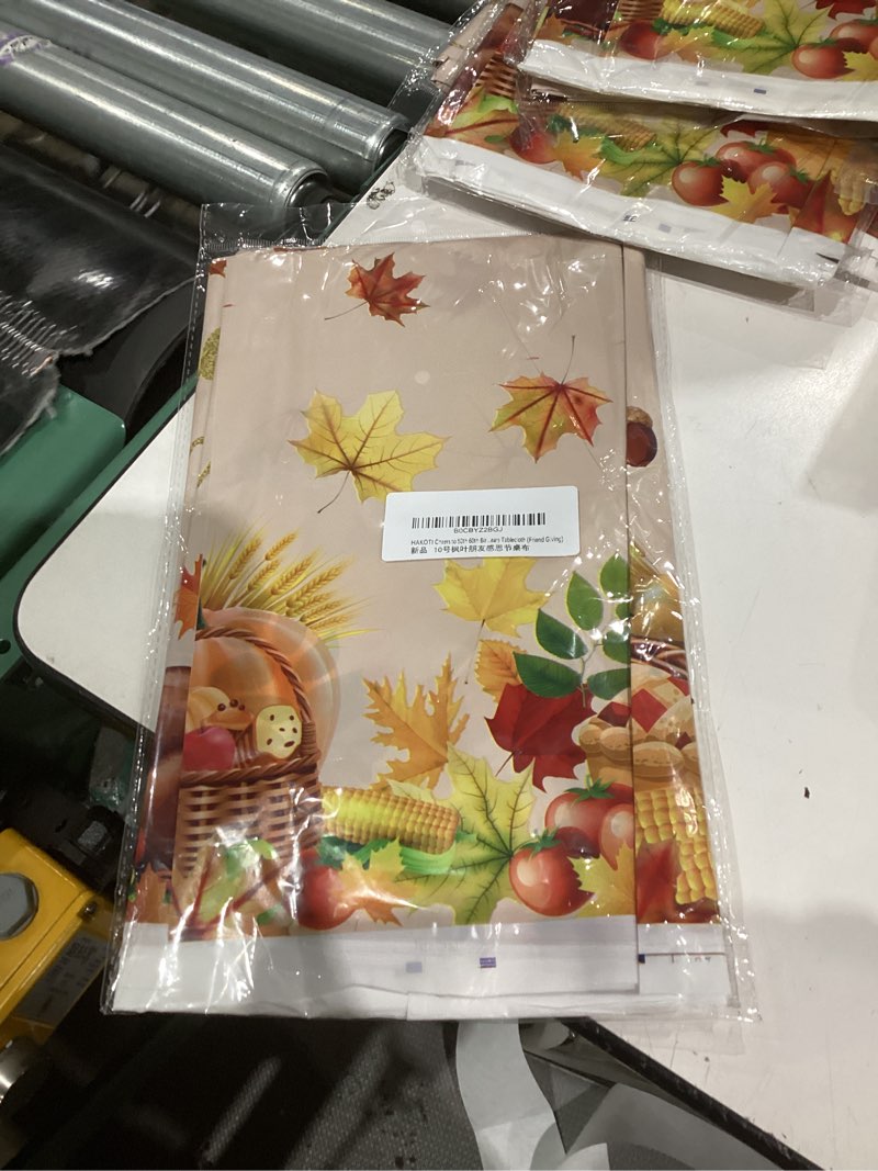 Condition photo showing New/Like New for HAKOTI Fall Thanksgiving Party Decoration, 3Pack Autumn Maple Leaf Table Cover Disposable Plastic Tablecloths for Friends Giving Tablecloths Friend Giving