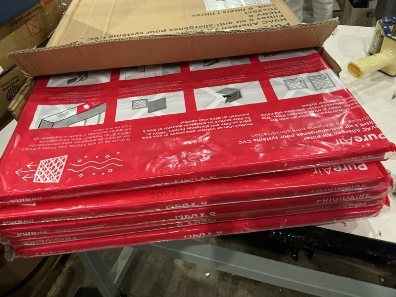 Condition photo showing New/Like New for frigidaire pureair® 20x25x1 merv 8 allergen electrostatic pleated air conditioner hvac ac furnace filters - 6 pack (exact dimensions 19.81 x 24.81 x 0.81)