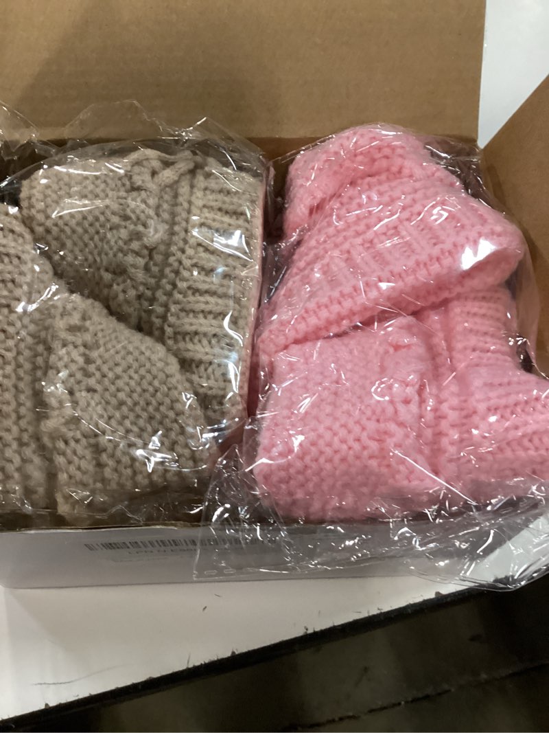 Condition photo showing New/Like New for tranqun baby shower booties centerpiece knitted booties to fill with flowers diy boho rustic table decor for flower baby shower gender reveal party craft centerpiece decor(classic,pink,4 sets) classic pink 4