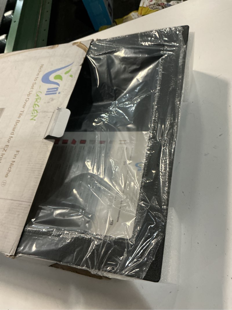 Condition photo showing Good Condition for Shower Niche Insert Tile Ready, Black Recessed Bathroom Niche for Shower Wall, 17" L x 17" W x 3.75" D Shower Shelf for Inside Shower, Shampoo & Toiletries Storage, Easy to Installation Never Leak