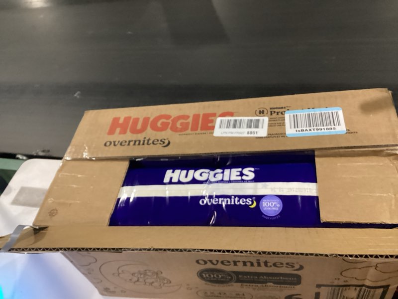 Condition photo showing New/Like New for Huggies Size 6 Overnites Baby Diapers: Overnight Diapers, Size 6 (35+ lbs), 84 Ct (2 Packs of 42), Packaging May Vary Size 6 84