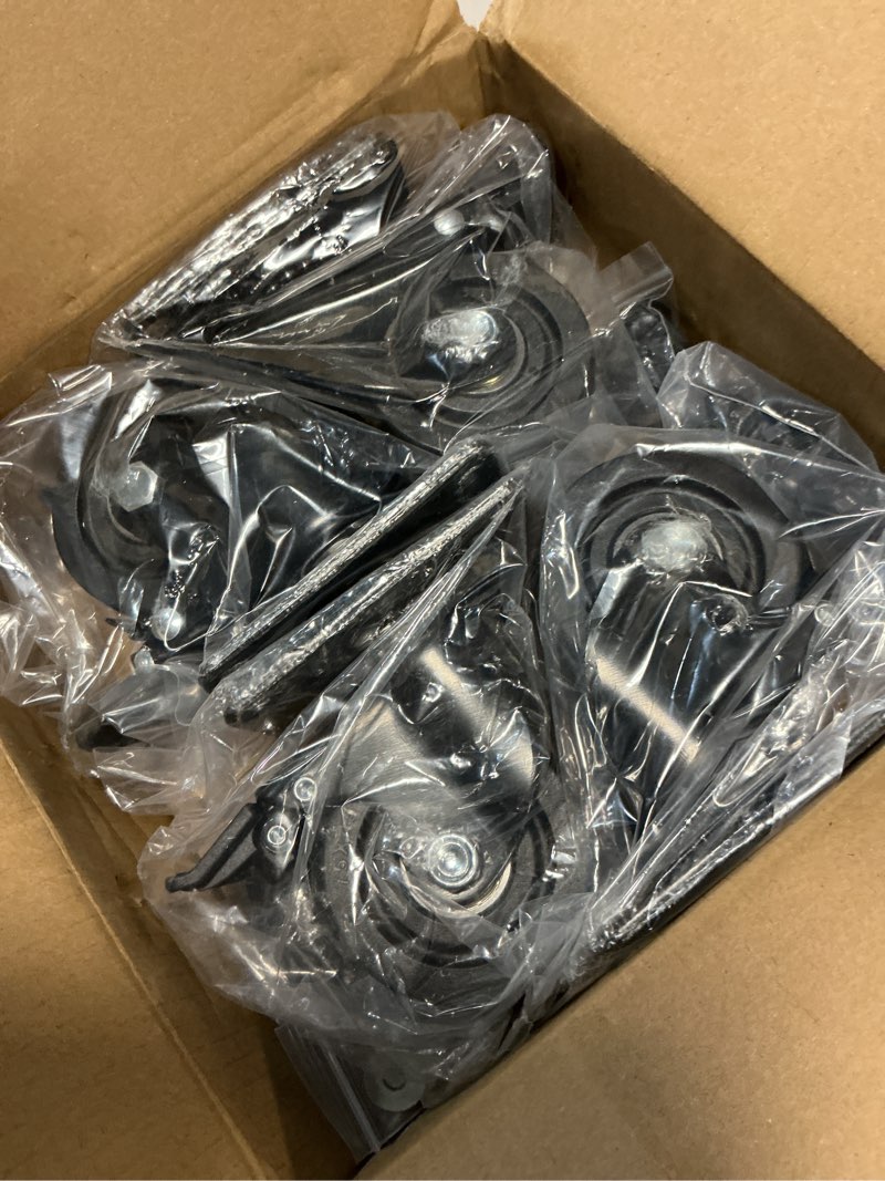 Condition photo showing New/Like New for 3 inch heavy duty casters set of 4, load 4400lbs, locking swivel plate industrial casters with double ball bearings, low gravity center castor wheels for furniture, workbench, equipment