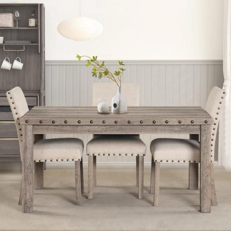Rectangular Wood Tone Wooden Top Dining Table