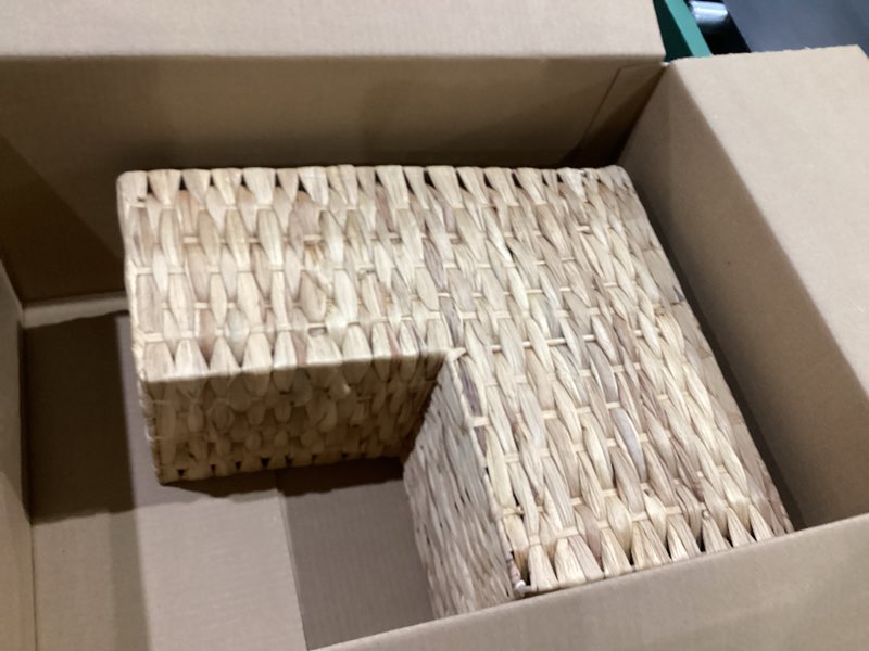 Condition photo showing Good Condition for yahuan stair basket with handles, woven water hyacinth stair baskets for carpeted stairs, stair storage basket staircase basket for wooden stairs (water hyacinth)